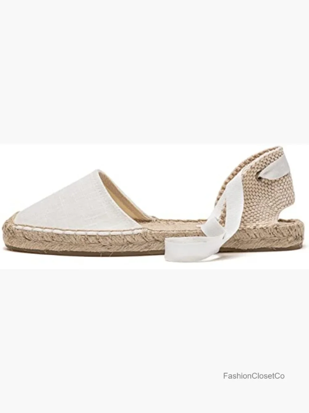 Classic Lace Up Ankle Wrap Espadrille Flat Sandals Closed Toe Canvas